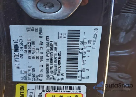 2021 Ford Bronco Sport Badlands z USA, uszkodzony, nr VIN 3FMCR9D91MRB06278